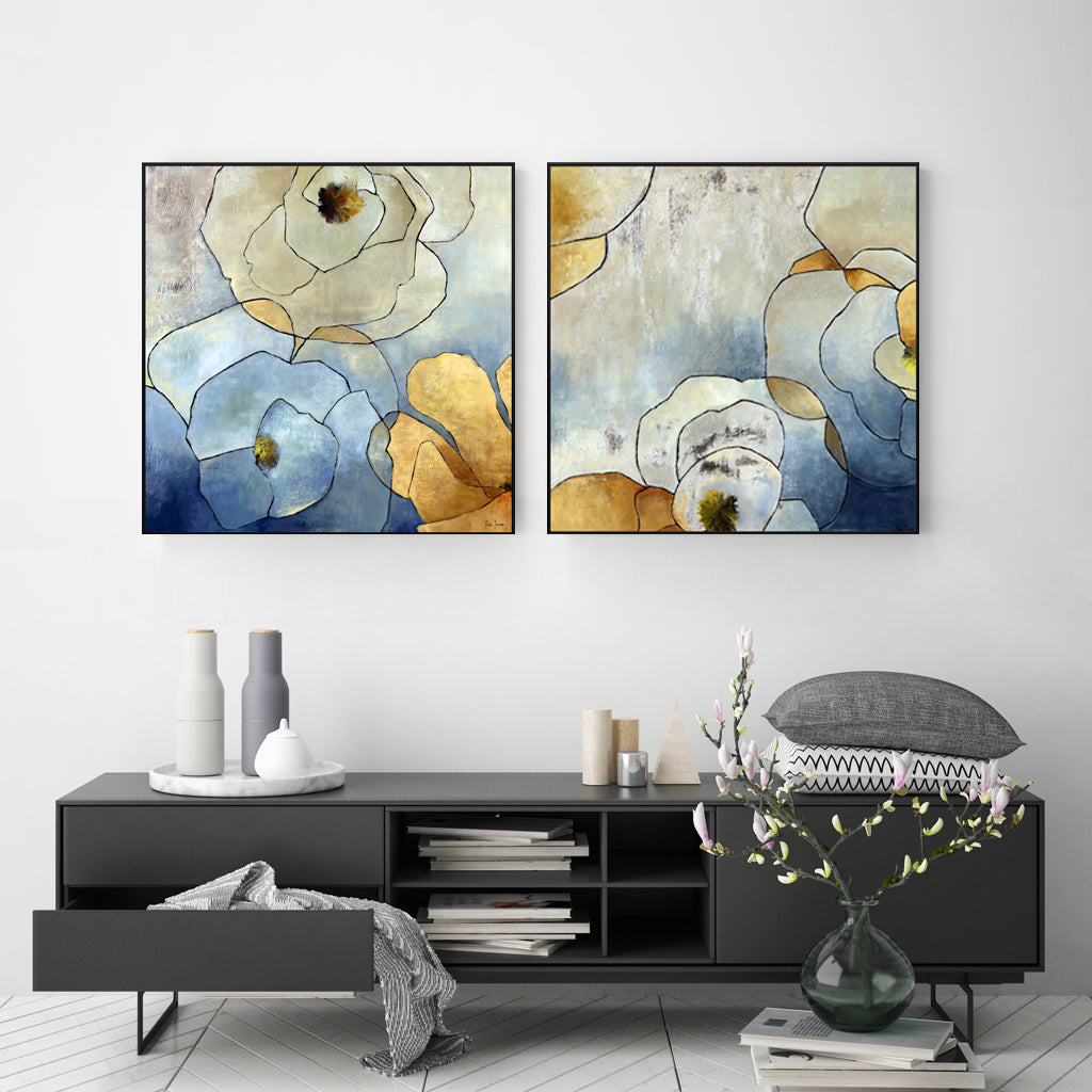 Wall Art - Abstract Blue Gold II - Canvas Prints-Poster Prints