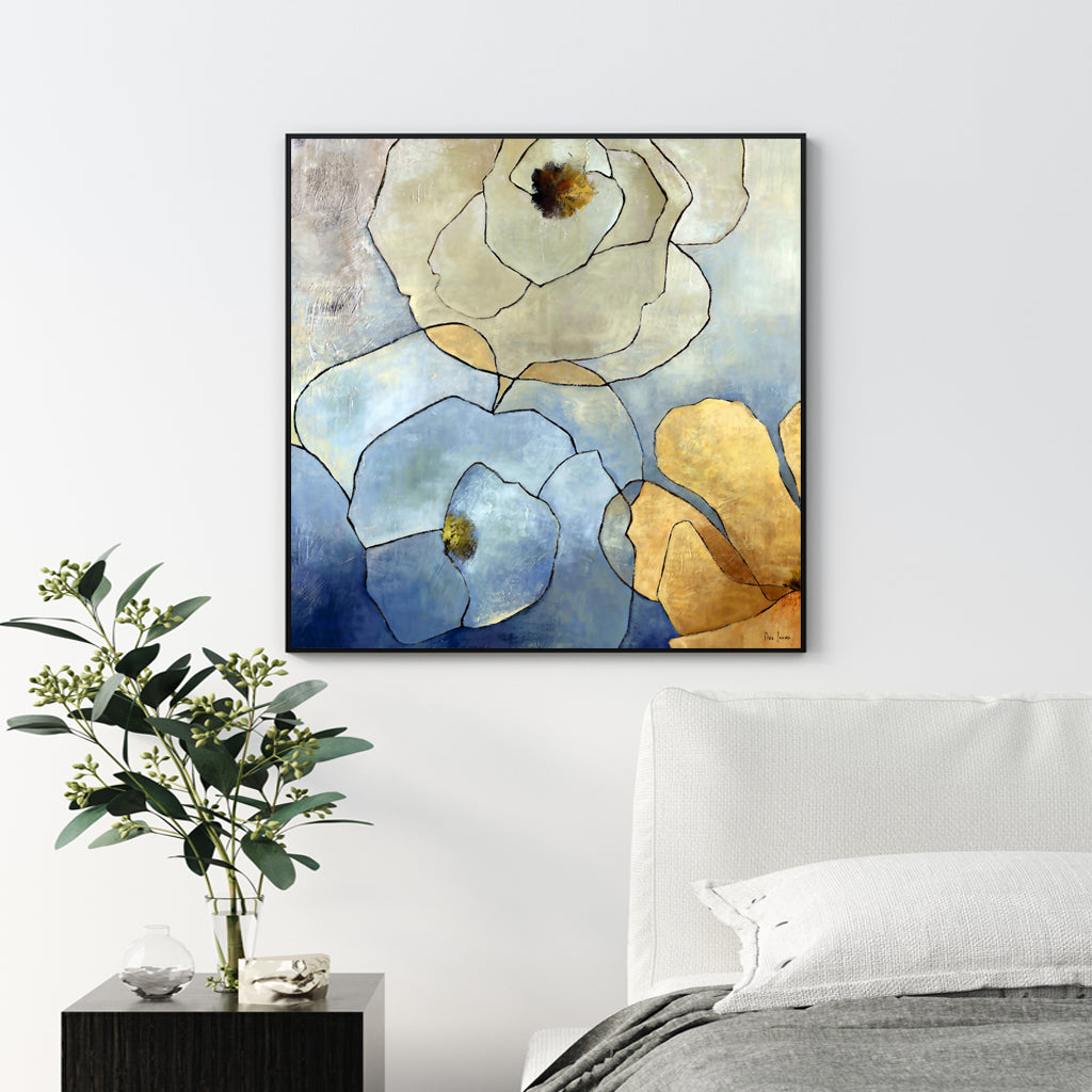 Wall Art - Abstract Blue Gold (2 sets)- Canvas Prints-Poster Prints
