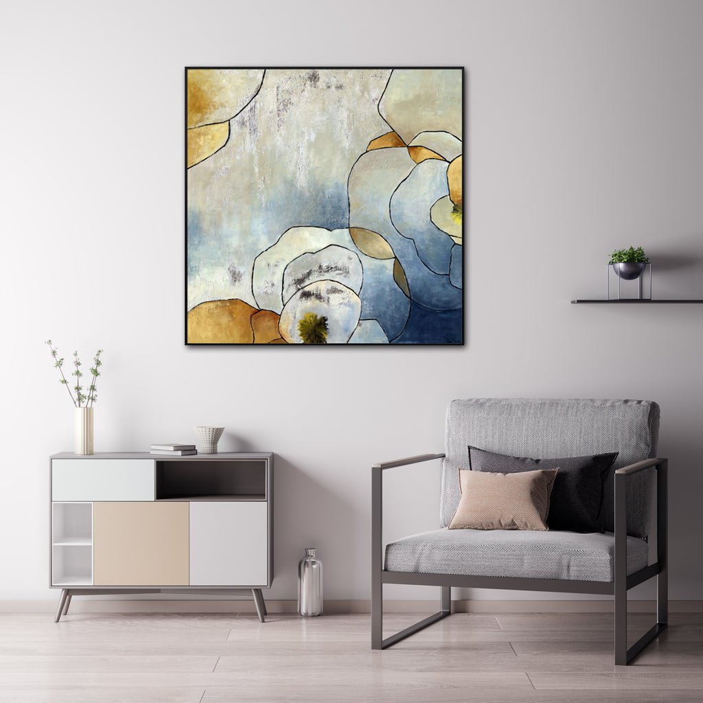 Wall Art - Abstract Blue Gold (2 sets)- Canvas Prints-Poster Prints