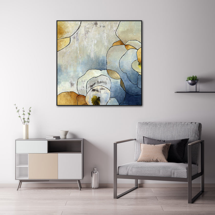 Wall Art - Abstract Blue Gold (2 sets)- Canvas Prints-Poster Prints