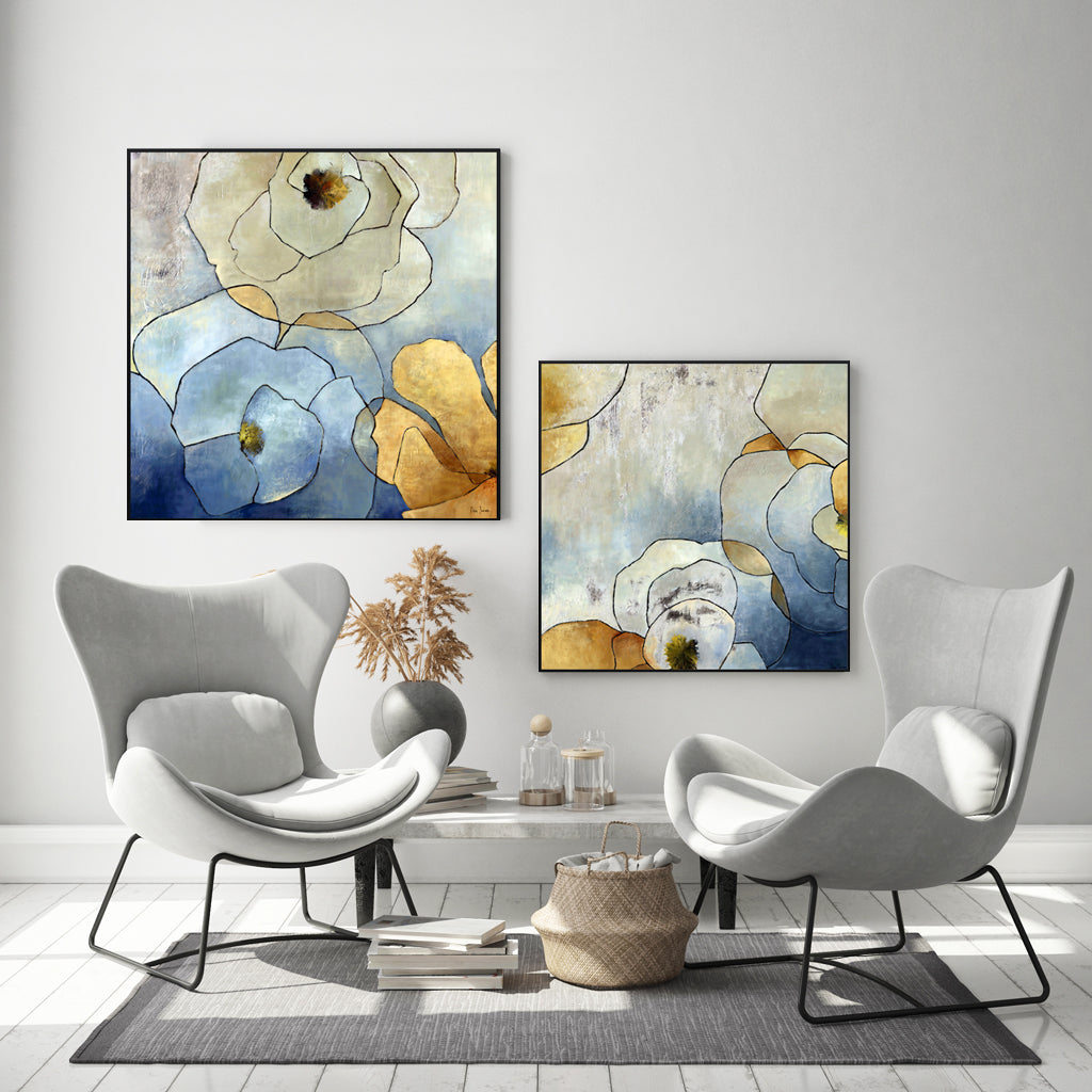 Wall Art - Abstract Blue Gold II - Canvas Prints-Poster Prints