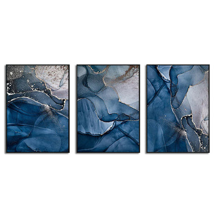 Wall Art  - Blue Gold Marble 3 Sets - Poster Prints -Canvas Prints