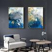 Wall art - Marbled Blue And Gold 2 sets- Canvas Prints- Poster Prints