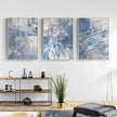Wall Art - Blue Silver Brush Strokes (3 Sets) - Poster Prints -Canvas Prints