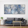 Wall Art - Blue Silver Brush Strokes (3 Sets) - Poster Prints -Canvas Prints