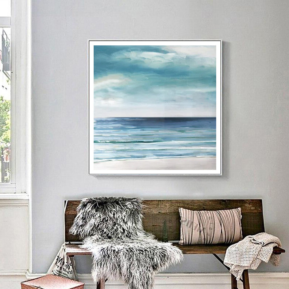 Wall Art - Blue Silver Shore - Canvas Prints-Poster Prints