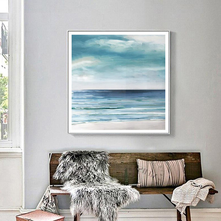 Wall Art - Blue Silver Shore - Canvas Prints-Poster Prints