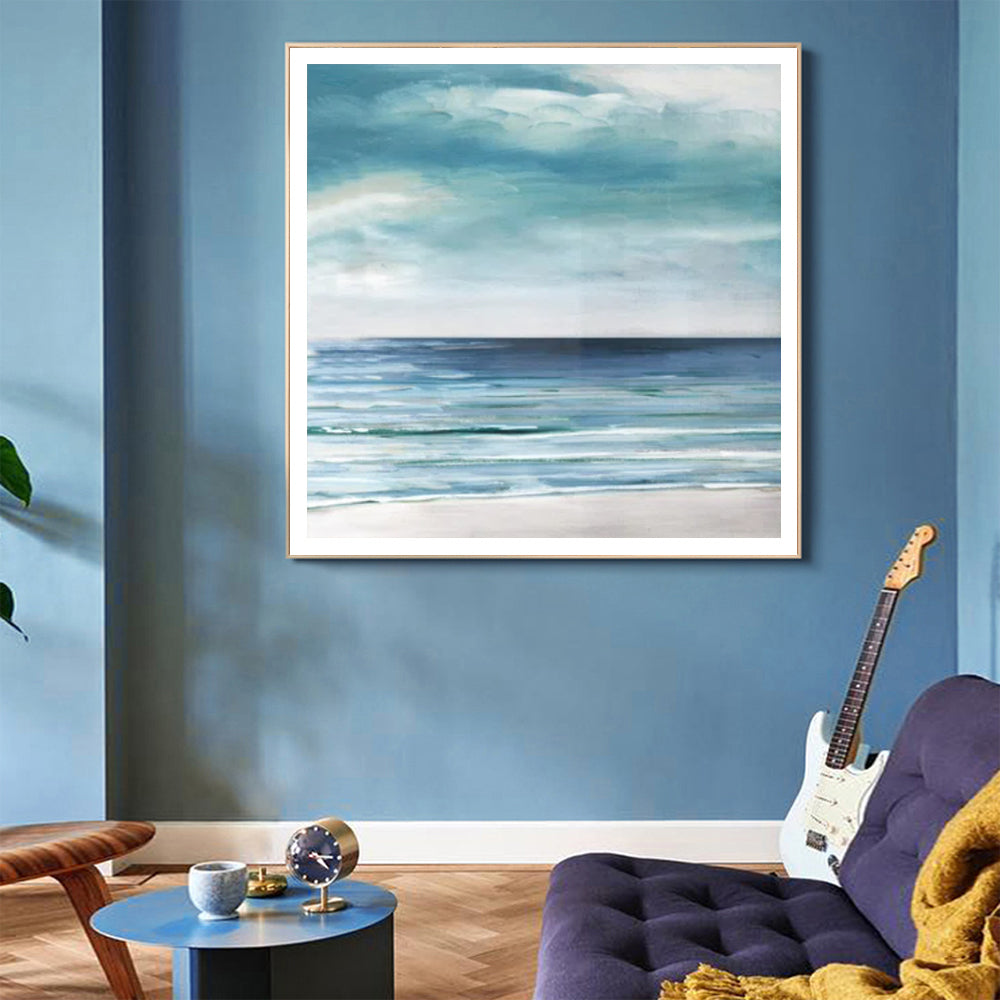 Wall Art - Blue Silver Shore - Canvas Prints-Poster Prints