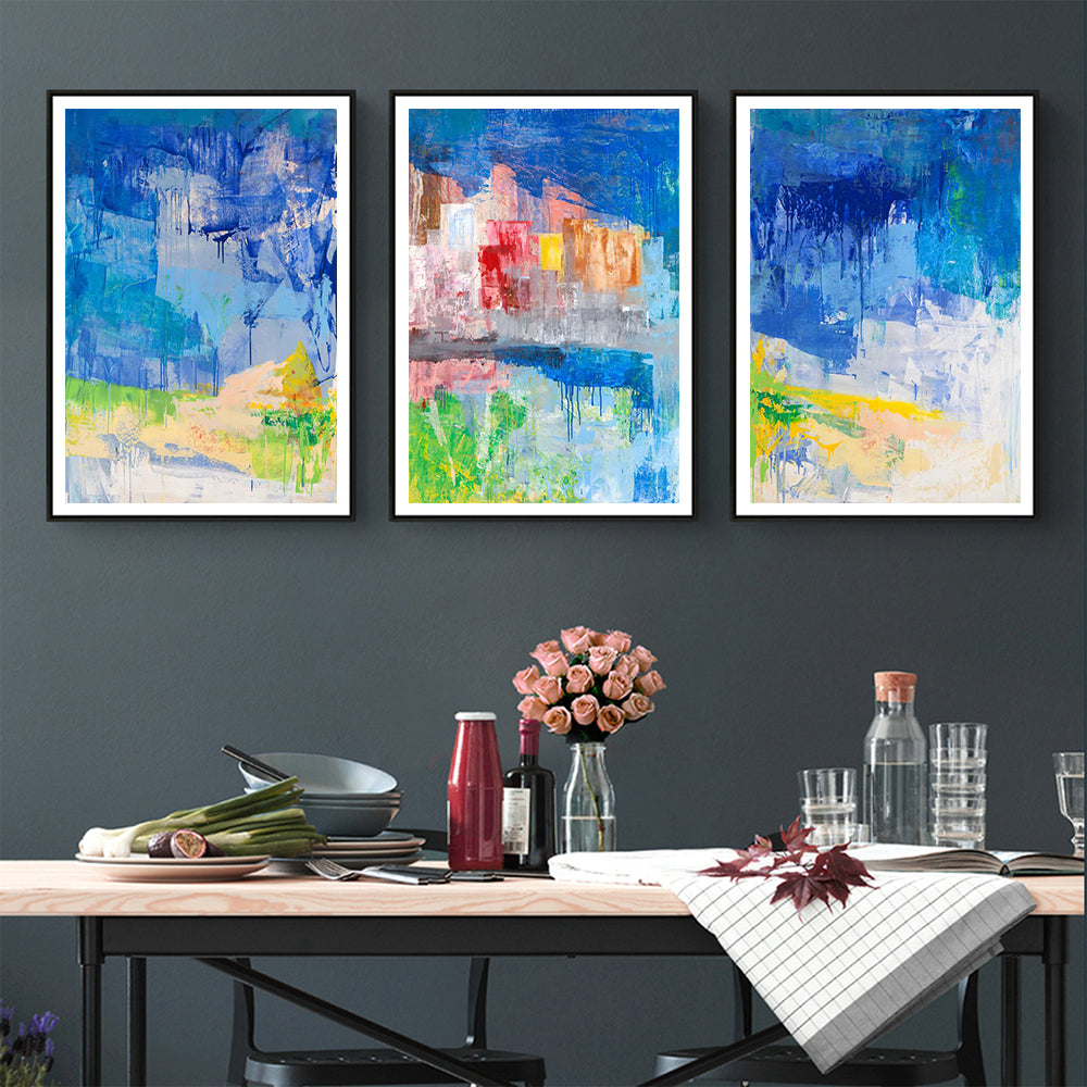 Wall Art - Blue Splash (3 Sets) - Poster Prints -Canvas Prints