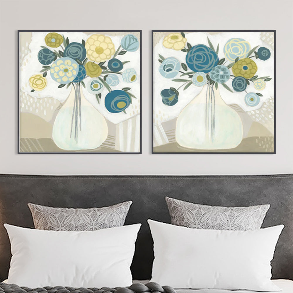 Wall Art - Blue Bouquet (2 sets) - Canvas Prints-Poster Prints