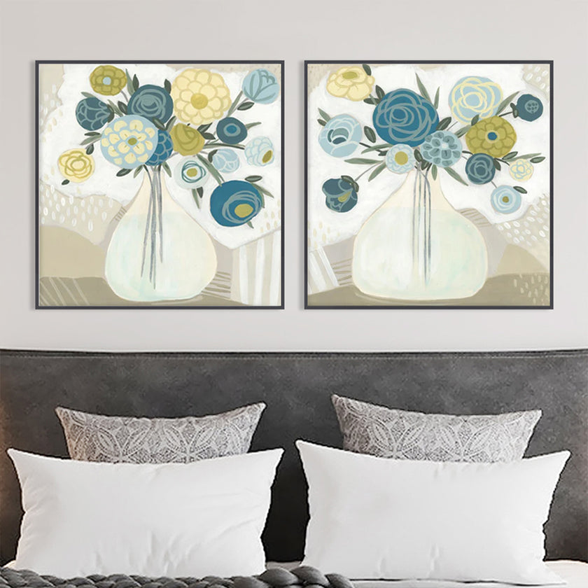 Wall Art - Blue Bouquet (2 sets) - Canvas Prints-Poster Prints