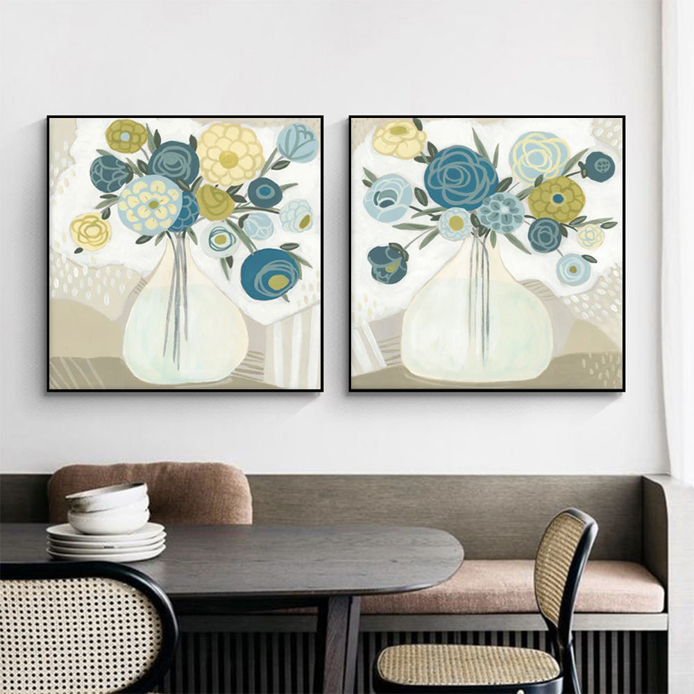 Wall Art - Blue Bouquet (2 sets) - Canvas Prints-Poster Prints
