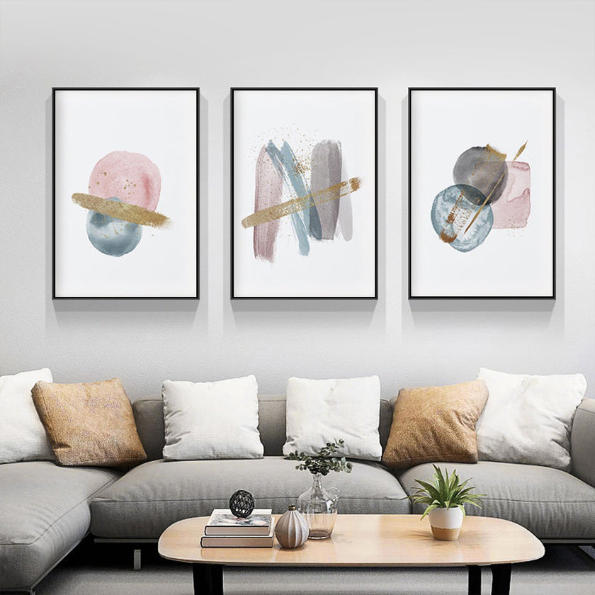Wall Art  - Blush Pink Watercolor 3 sets - Poster Prints -Canvas Prints