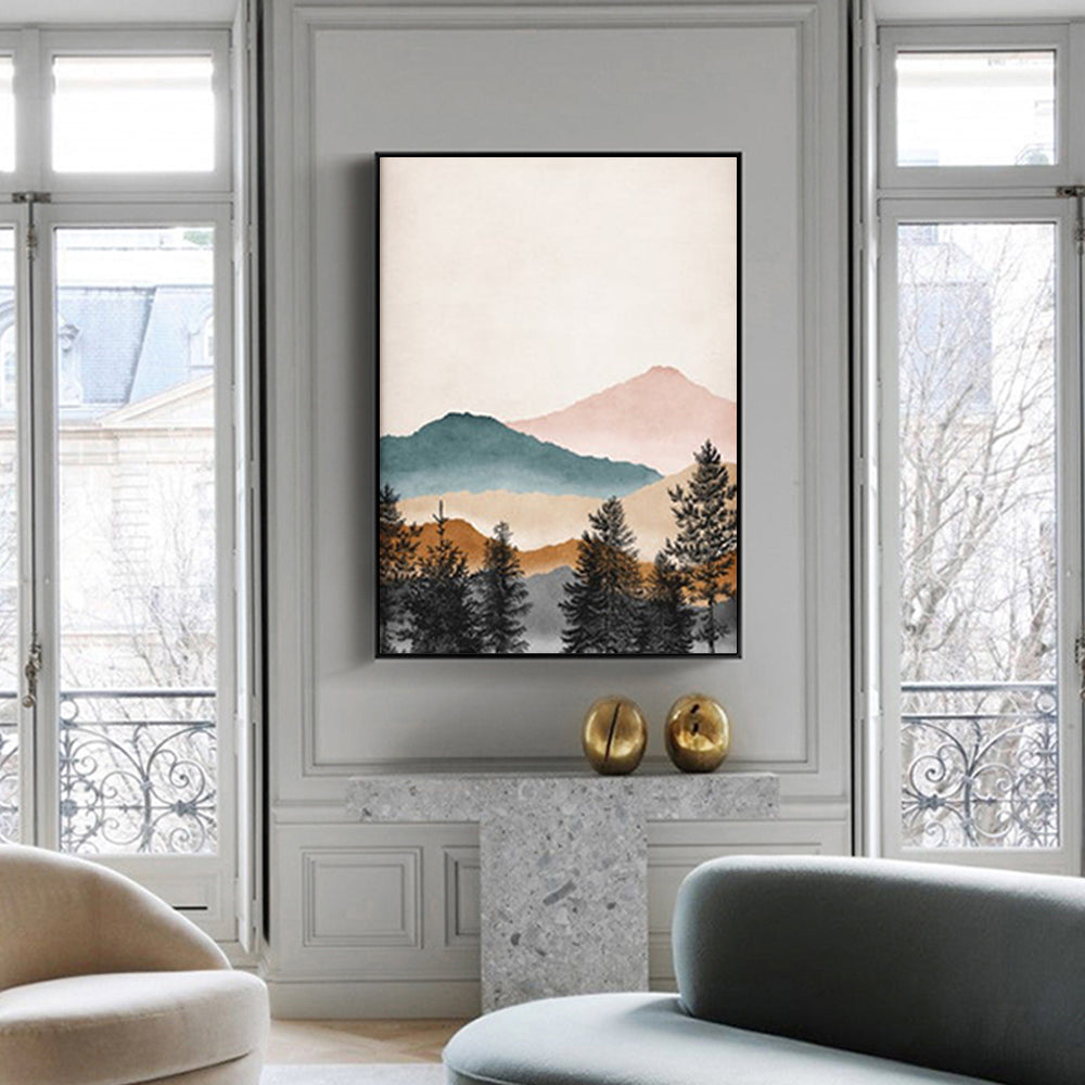Wall Art - Boho Abstract Mountain - Canvas Prints-Poster Prints