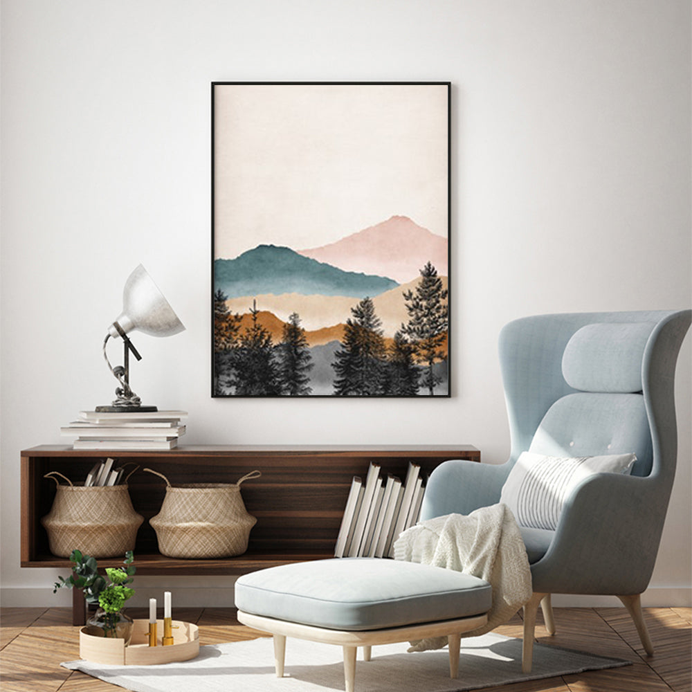 Wall Art - Boho Abstract Mountain - Canvas Prints-Poster Prints