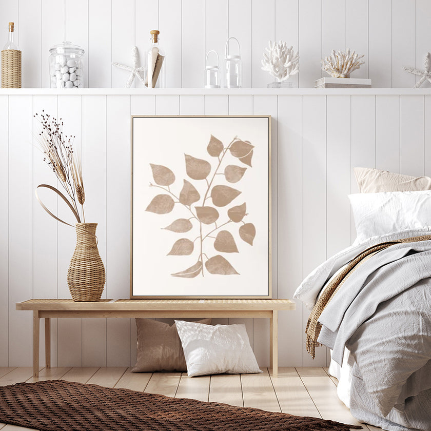 Wall Art - Beige Leaves III - Canvas Prints-Poster Prints