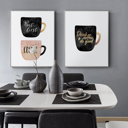 Wall art - But First Coffee Colorful Cups - Canvas Prints - Poster Prints