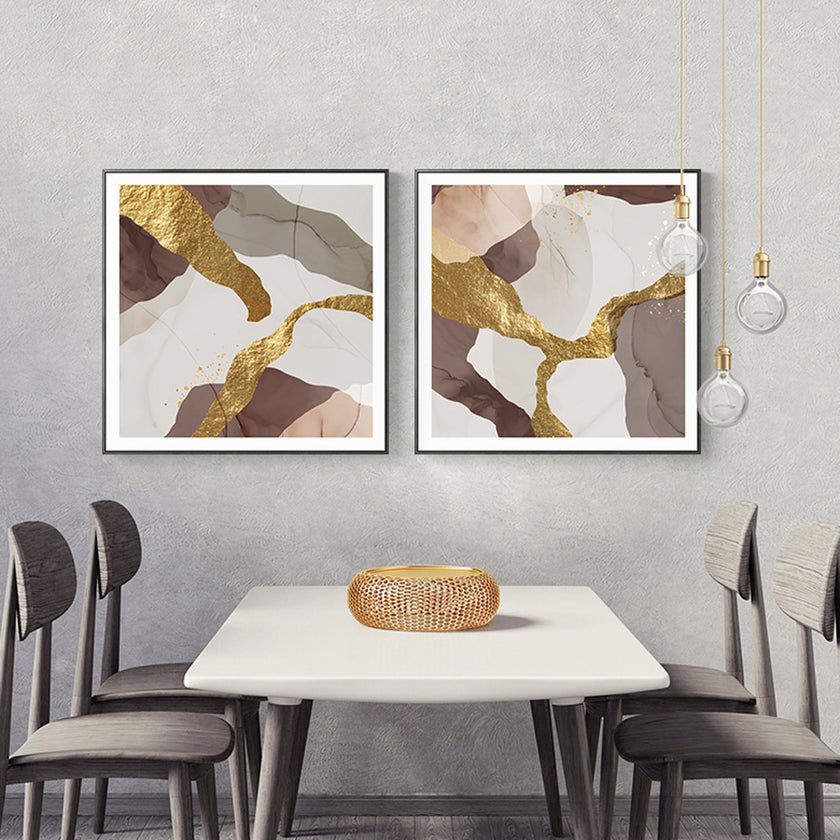 Abstracts Art Prints -MARBLE WITH GOLD (3 sets)- Canvas Prints-Poster Prints