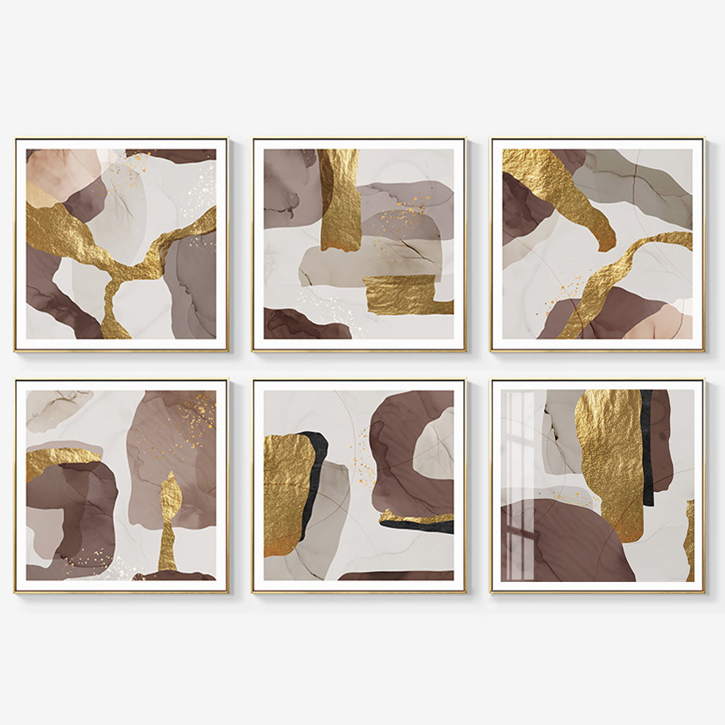 Abstract Art Prints -MARBLE WITH GOLD (2 sets)- Canvas Prints-Poster Prints
