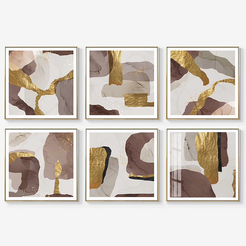Abstracts Art Prints -MARBLE WITH GOLD (3 sets)- Canvas Prints-Poster Prints