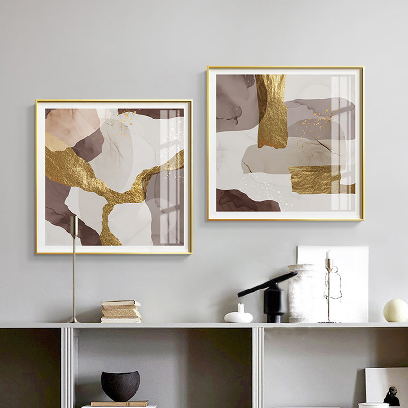 Abstract Art Prints -MARBLE WITH GOLD (2 sets)- Canvas Prints-Poster Prints