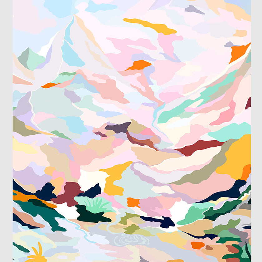 Wall Art -Abstract Pink Mountain Hand Painted Style - Canvas Prints-Poster Prints