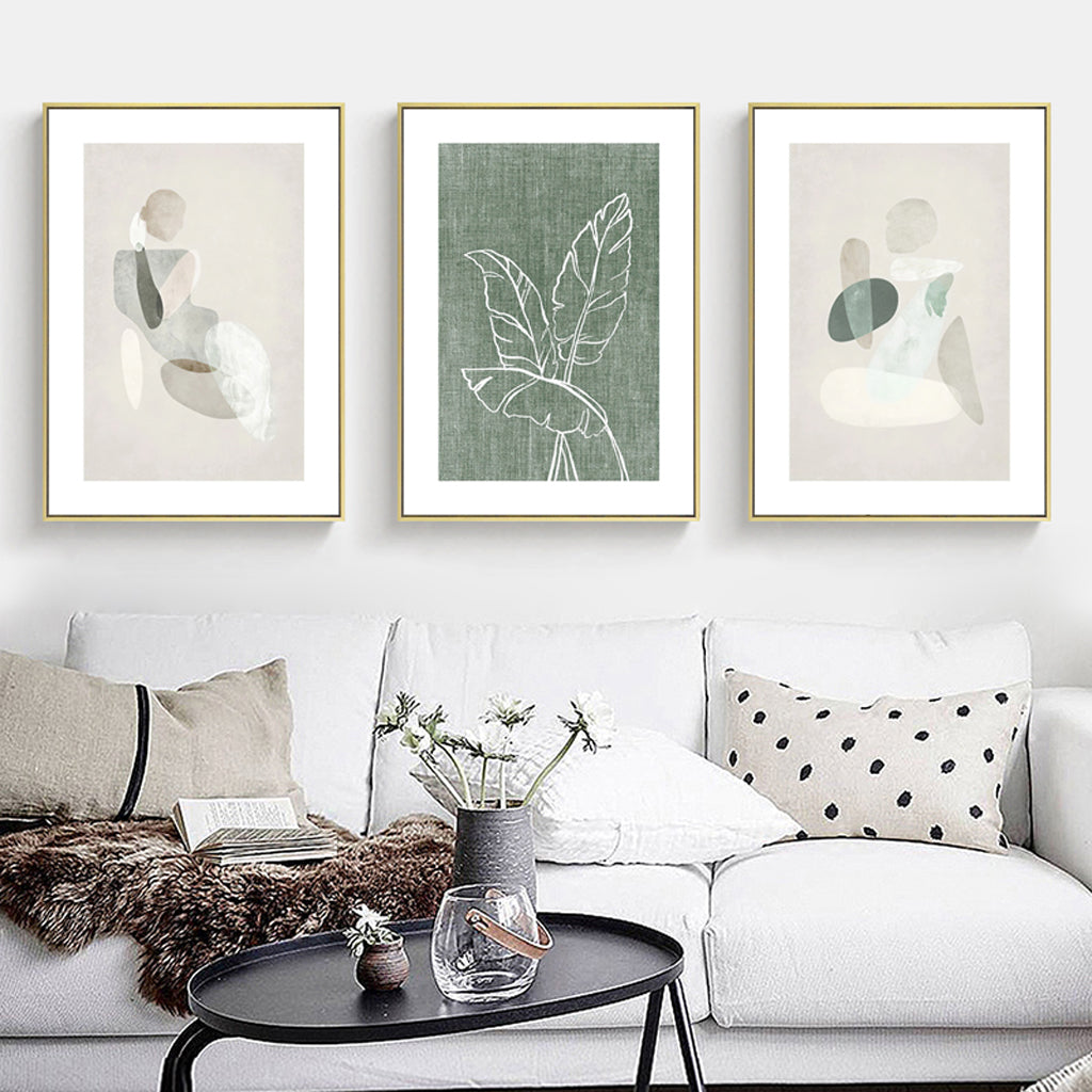 Wall Art prints - Abstract body and leaves ( 3 sets )- Poster Prints -Canvas Prints