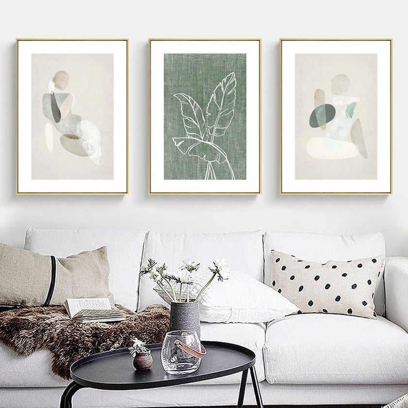 Wall Art prints - Abstract body and leaves ( 3 sets )- Poster Prints -Canvas Prints
