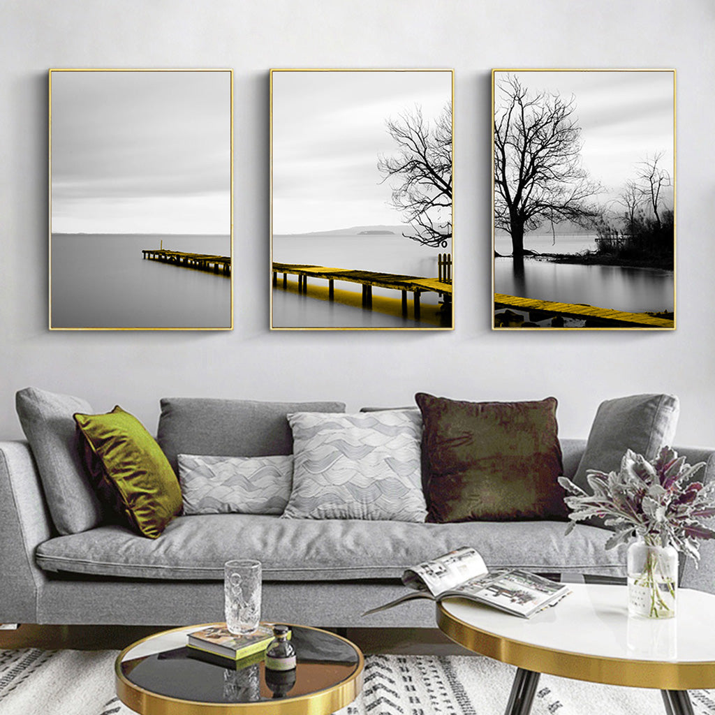 Wall art - Calm Lake Bridge Tree Scene- Poster Prints -Canvas Prints