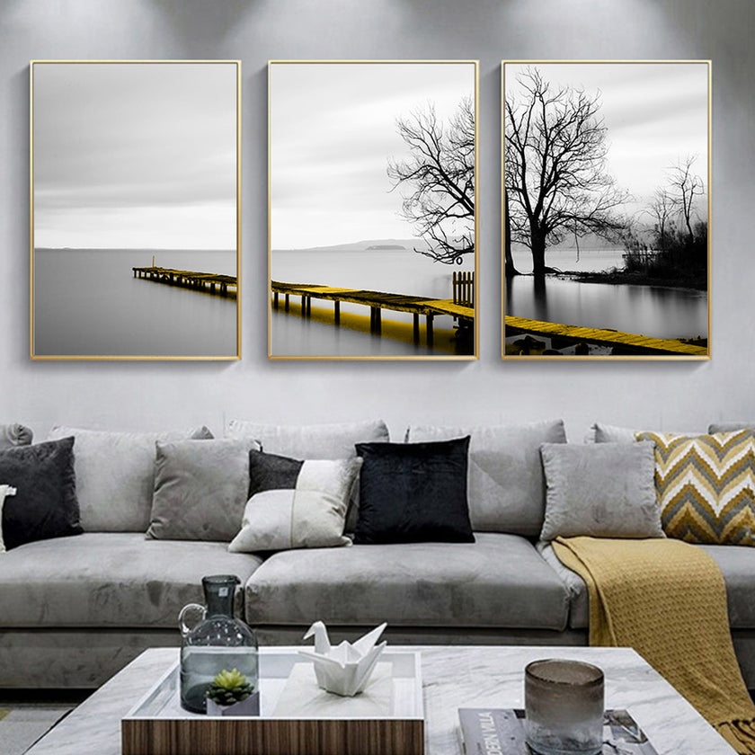 Wall art - Calm Lake Bridge Tree Scene- Poster Prints -Canvas Prints