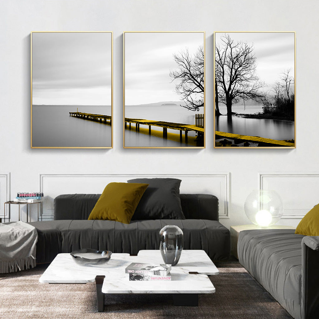 Wall art - Calm Lake Bridge Tree Scene- Poster Prints -Canvas Prints