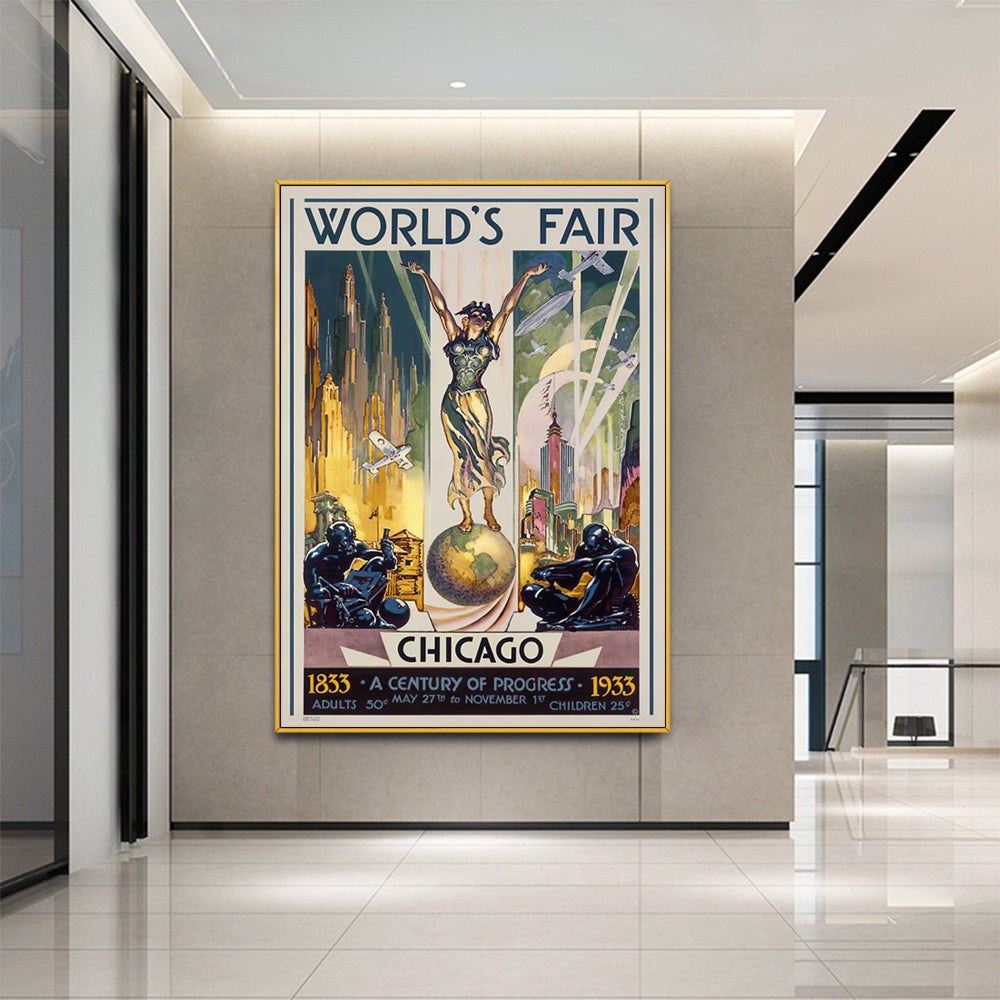 Wall Art - Chicago World Fair 1933 by Glen C. Sheffer - Canvas Prints-Poster Prints
