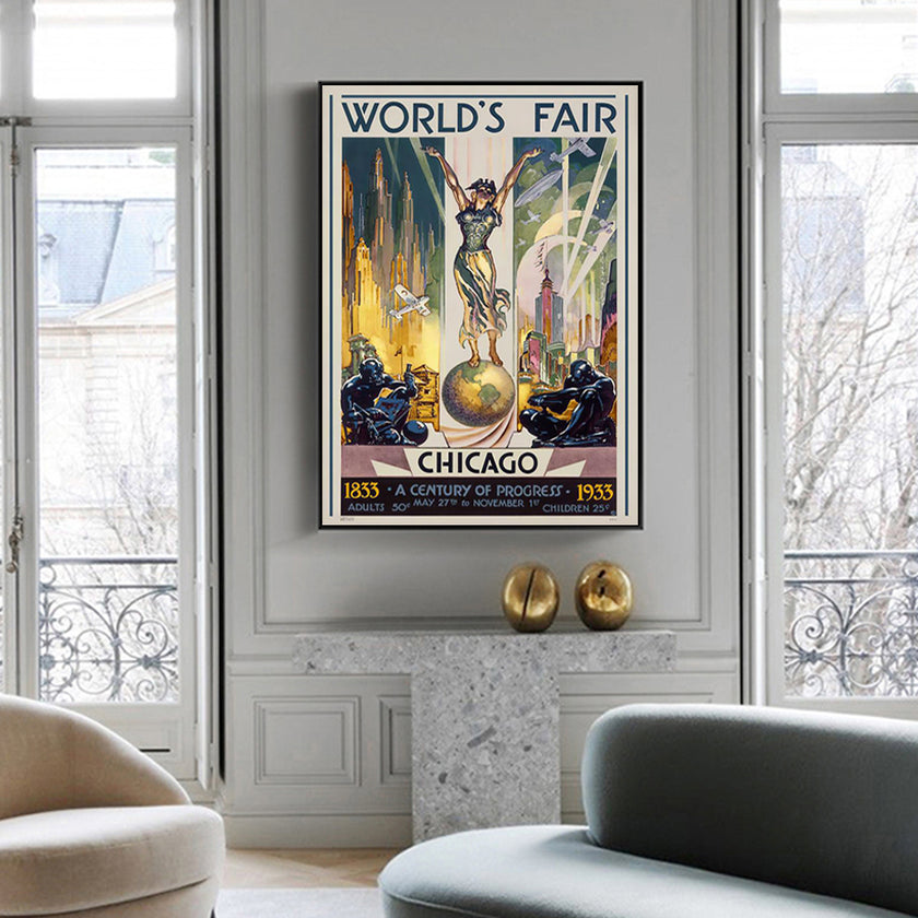 Wall Art - Chicago World Fair 1933 by Glen C. Sheffer - Canvas Prints-Poster Prints