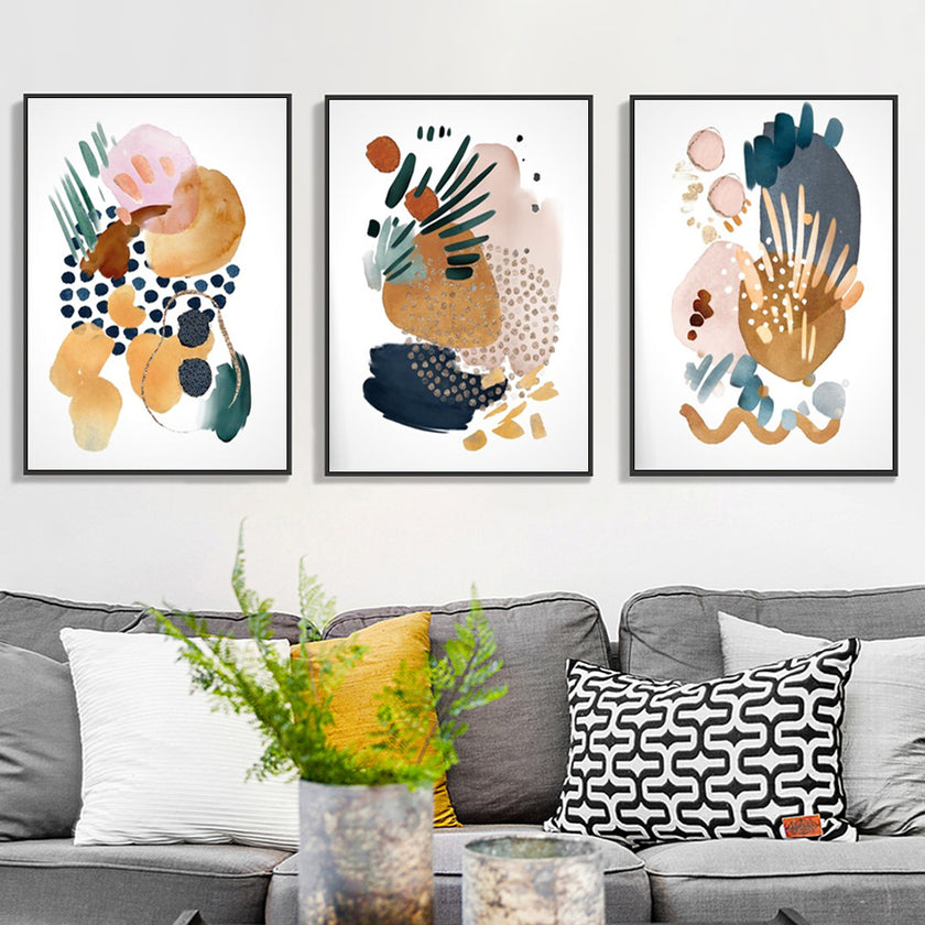 Wall Art - Colorful Abstract (3 Sets) - Poster Prints -Canvas Prints