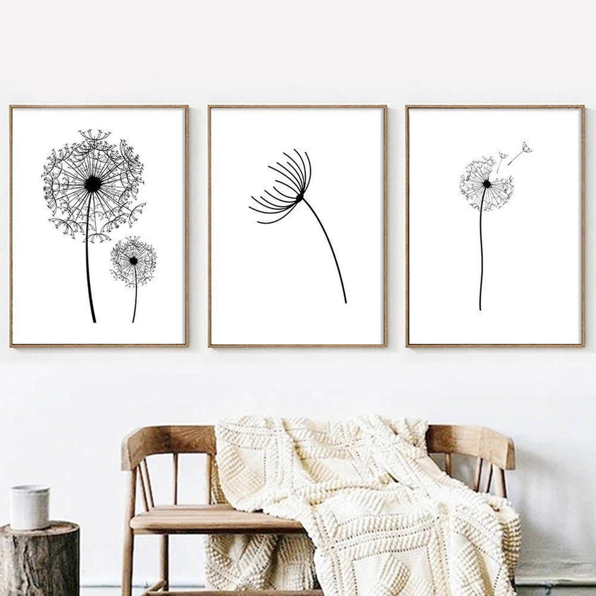 Botanical Prints - DANDELIONS ( 3 sets) - Canvas Prints-Poster Prints