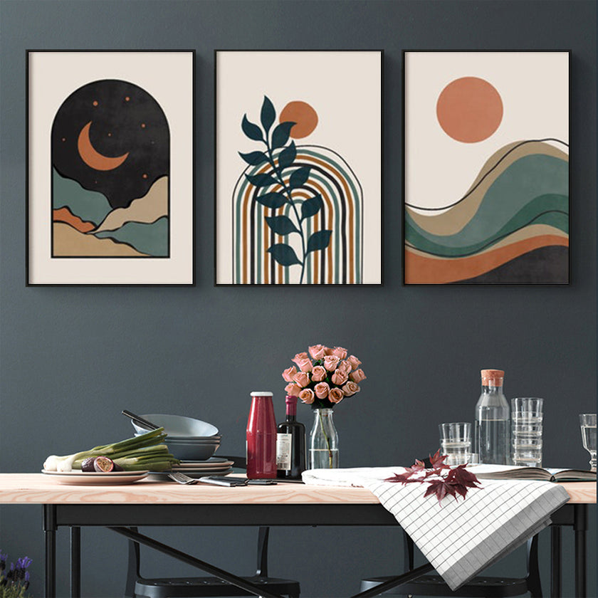 Wall Art - Abstract Dark Green ( 3 sets )- Poster Prints -Canvas Prints