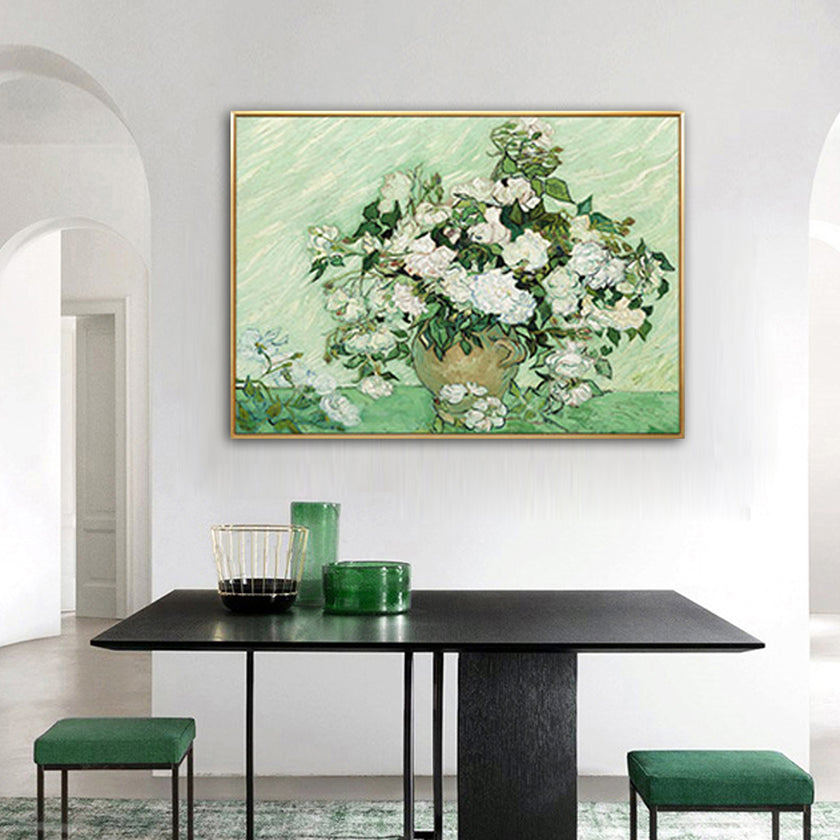 Botanicals Art - Print Wall Art - Van Gogh White Roses (Single) - Canvas Prints-Poster Prints