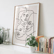 Line Art - Abstract Three Faces - Poster Prints -Canvas Prints