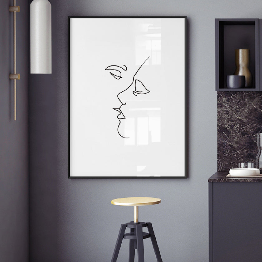 Line Art prints -KISSING - Poster Prints -Canvas Prints