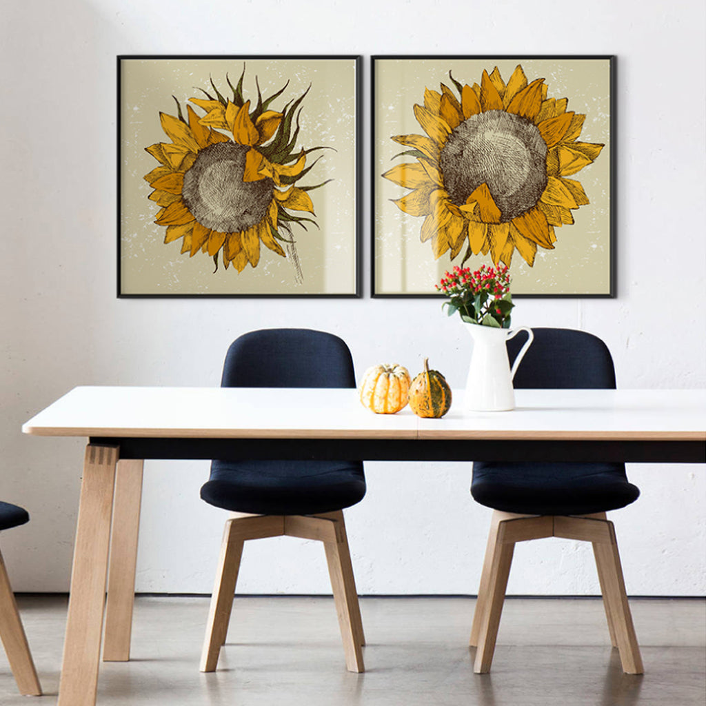Flowers Art Prints -SUNFLOWERS -(2 sets)- Canvas Prints-Poster Prints