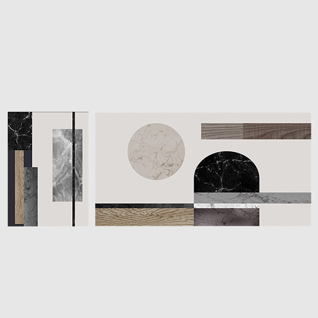 Black white Grey Silver Art - Print Wall Art - Abstract Circle and Square (2 sets) - Canvas Prints-Poster Prints