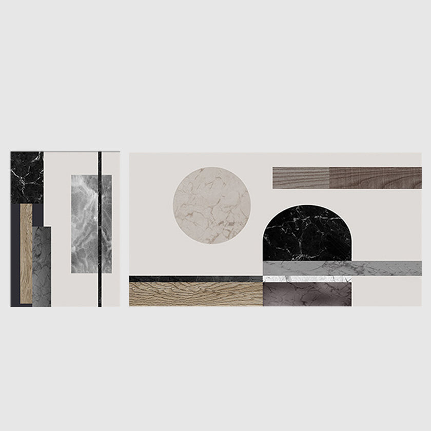 Black white Grey Silver Art - Print Wall Art - Abstract Circle and Square (2 sets) - Canvas Prints-Poster Prints