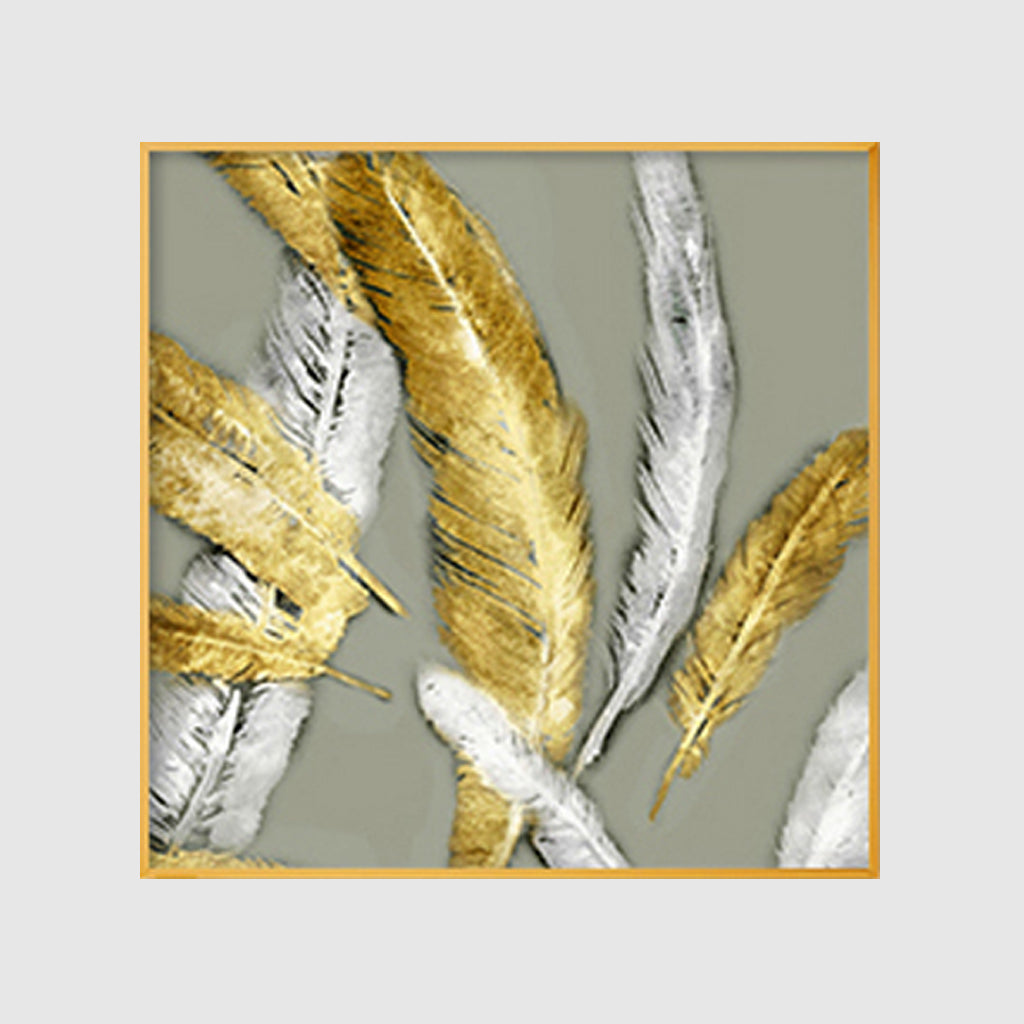Wall Art - Gold Silver Feather 2 sets - Canvas Prints - Poster Prints