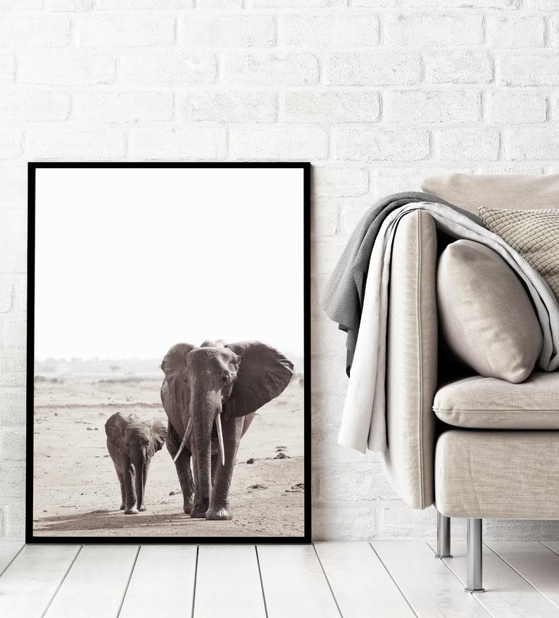 Wall Art - African Elephants - Canvas Print - Poster Print