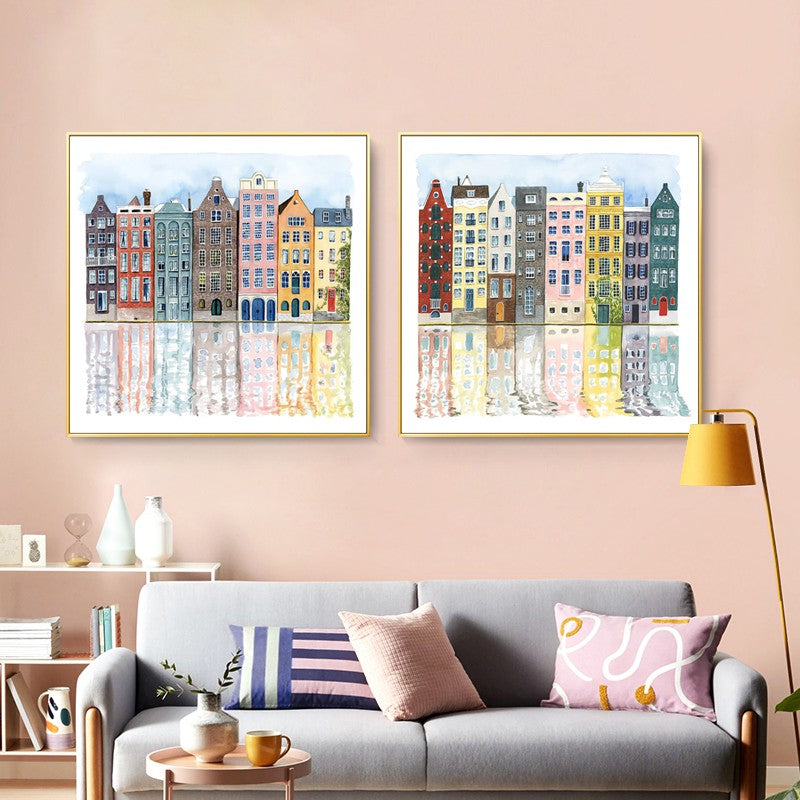 Wall Art Prints - European houses (2 sets)- Canvas Prints-Poster Prints