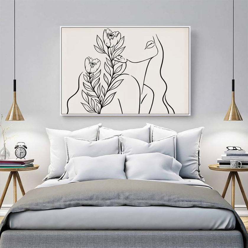 Wall Art - Face and Flowers - Canvas Prints-Poster Prints