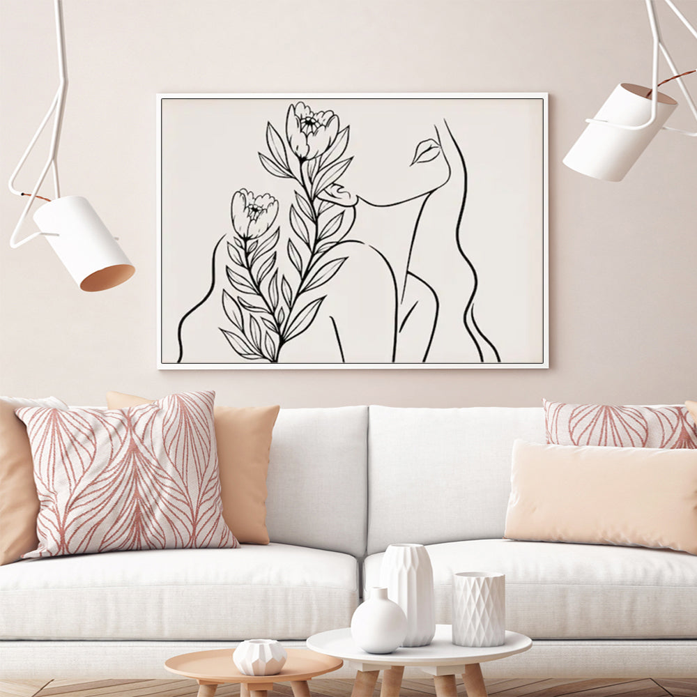 Wall Art - Face and Flowers - Canvas Prints-Poster Prints