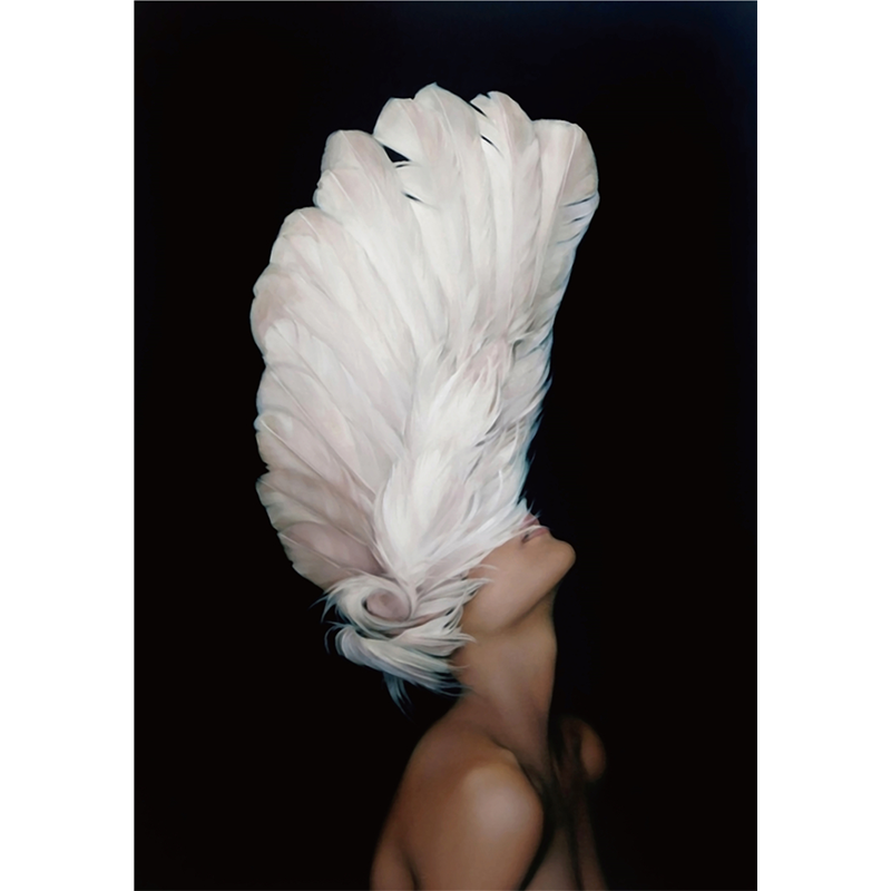 Figures Art - Print Wall Art - Feather girl left - Canvas Prints-Poster Prints