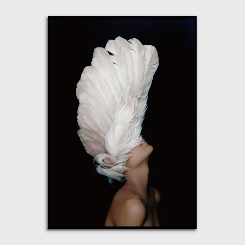 Figures Art - Print Wall Art - Feather girl left - Canvas Prints-Poster Prints