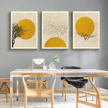 Wall Art - Flock Of Birds Sun Silhouette (3 sets) - Canvas Prints-Poster Prints